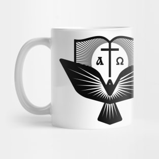 The cross of Jesus and the dove - a symbol of the Holy Spirit Mug